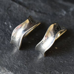 Silver Hoop Earrings, Curve Earrings, Minimalist Earrings, Wave Earrings, Thick Hoops, Half Hoops, Simple Hoops, 925 Silver Earrings