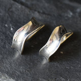 Silver Hoop Earrings, Curve Earrings, Minimalist Earrings, Wave Earrings, Thick Hoops, Half Hoops, Simple Hoops, 925 Silver Earrings