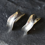 Gold Curve Earrings - Thick Hoop Earrings, Simple Wave Earrings