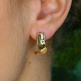 Silver Curve Earrings - Silver Wave Earrings -Silver Half Hoop Earrings