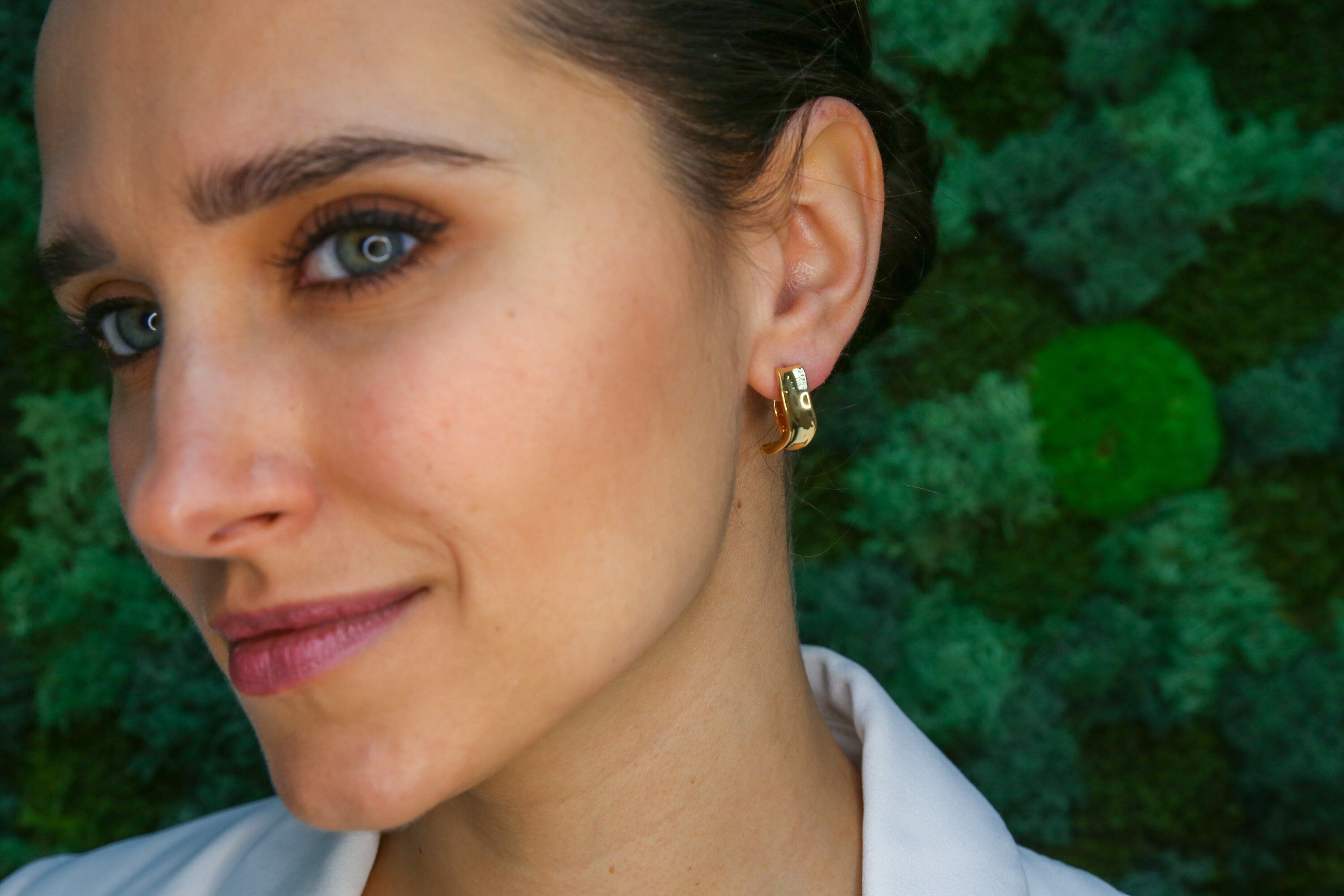 Silver Hoop Earrings, Curve Earrings, Minimalist Earrings, Wave Earrings, Thick Hoops, Half Hoops, Simple Hoops, 925 Silver Earrings(1)