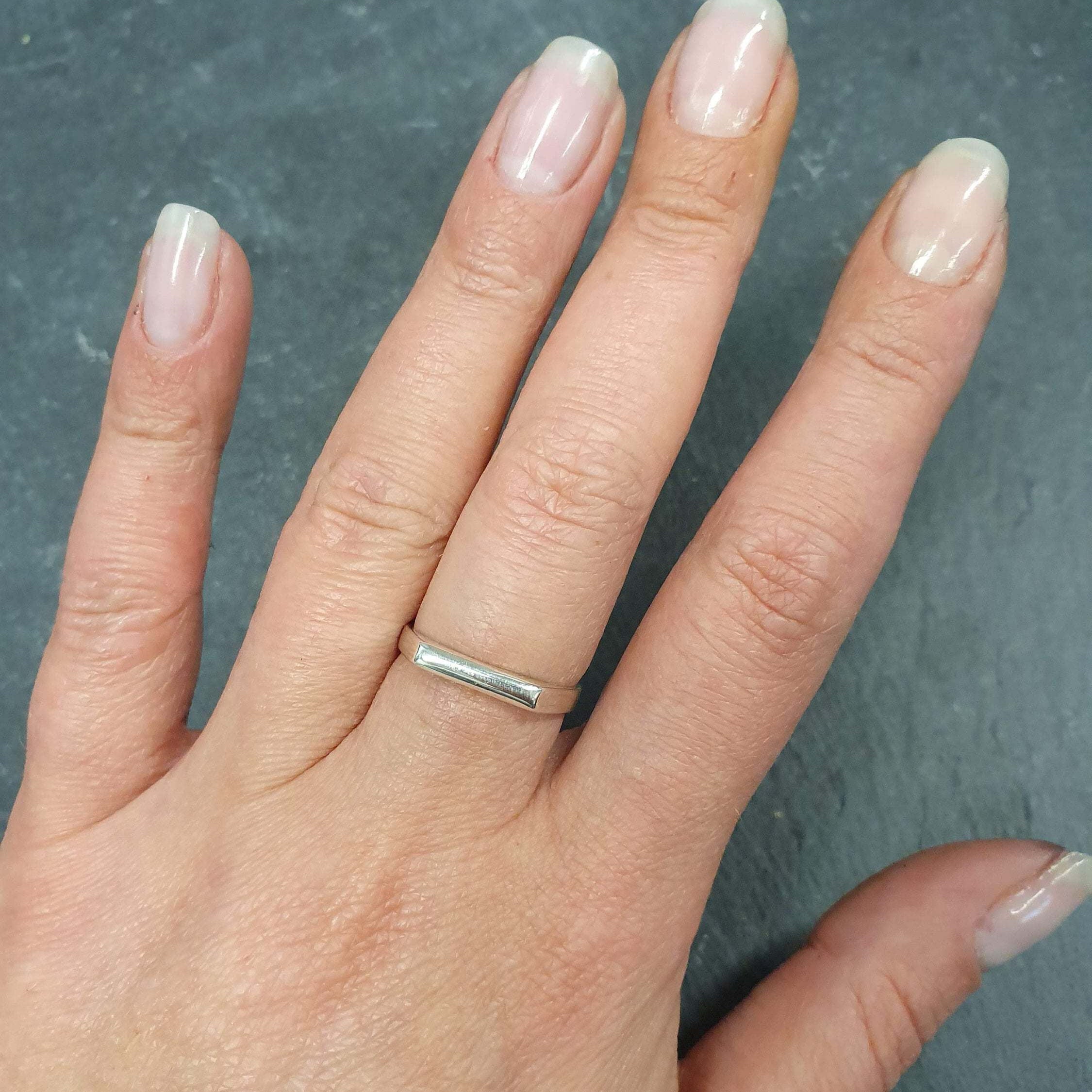 Silver Bar Ring - Flat Top Ring - Silver Horizontal Ring