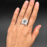 Silver Square Ring, Solid Silver Ring, Button Ring, Sterling Silver Ring, Statement Ring, Geometric Ring, Unique Silver Ring, Large Ring