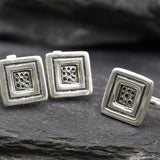 Silver Square Ring, Solid Silver Ring, Button Ring, Sterling Silver Ring, Statement Ring, Geometric Ring, Unique Silver Ring, Large Ring