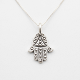 Gold Hands Necklace - Gold Hamsa Necklace - Gold Fatima Hand Pendant made in 925 Sterling Silver. Ideal for everyday wear and perfect for birthday gifting and special occasions.