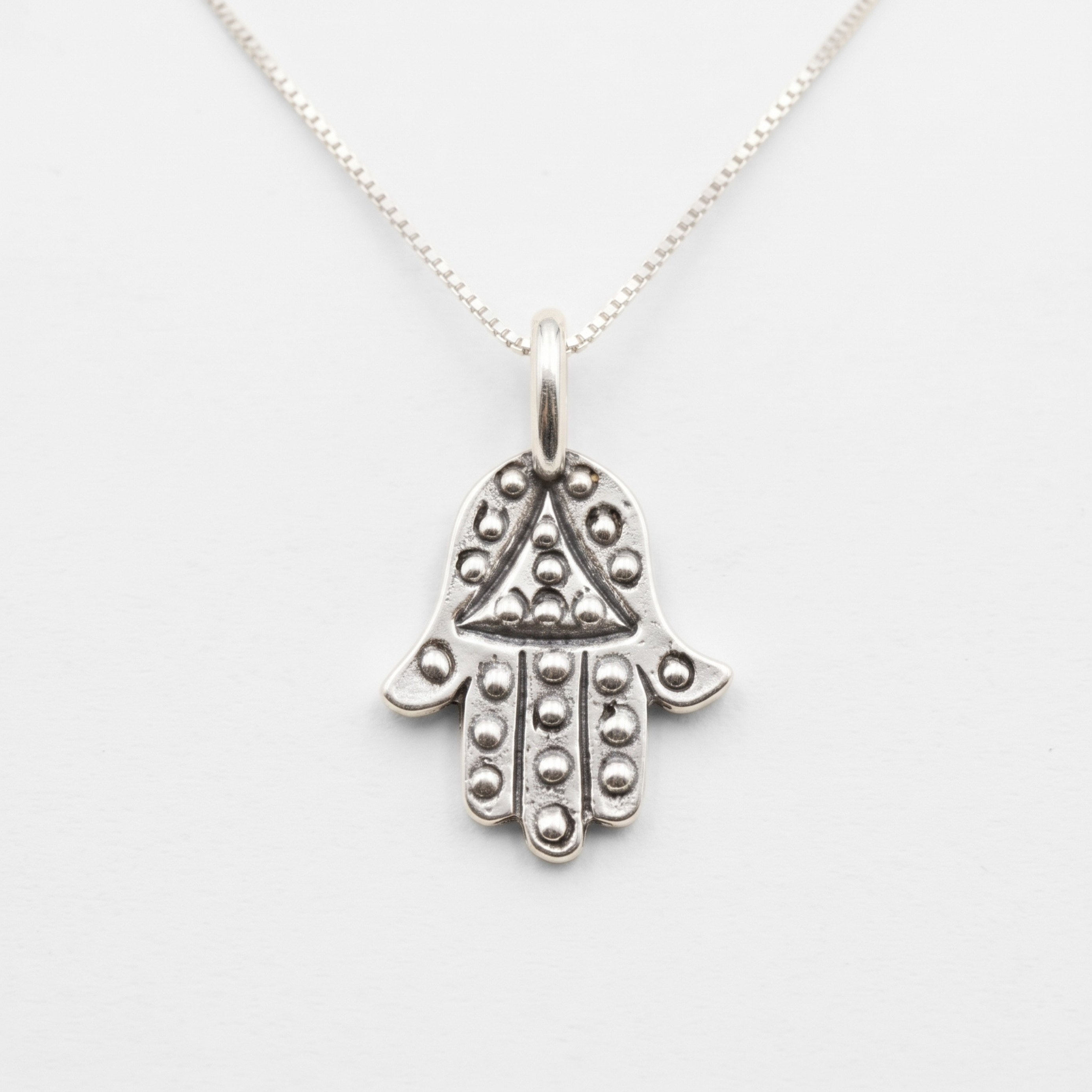 Gold Hands Necklace - Gold Hamsa Necklace - Gold Fatima Hand Pendant made in 925 Sterling Silver. Ideal for everyday wear and perfect for birthday gifting and special occasions.