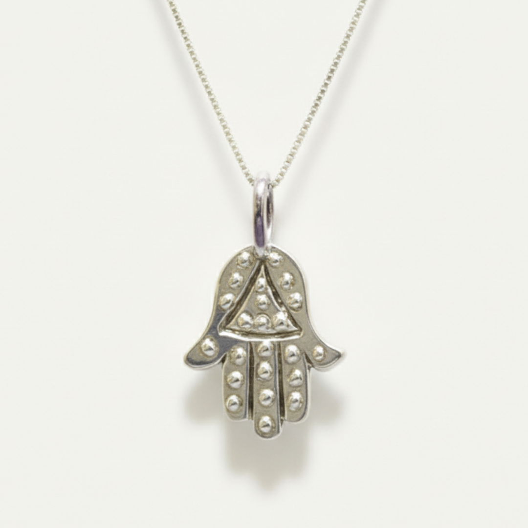 Gold Hands Necklace - Gold Hamsa Necklace - Gold Fatima Hand Pendant made in 925 Sterling Silver. Ideal for everyday wear and perfect for birthday gifting and special occasions.