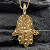 Gold Hands Necklace - Gold Hamsa Necklace - Gold Fatima Hand Pendant