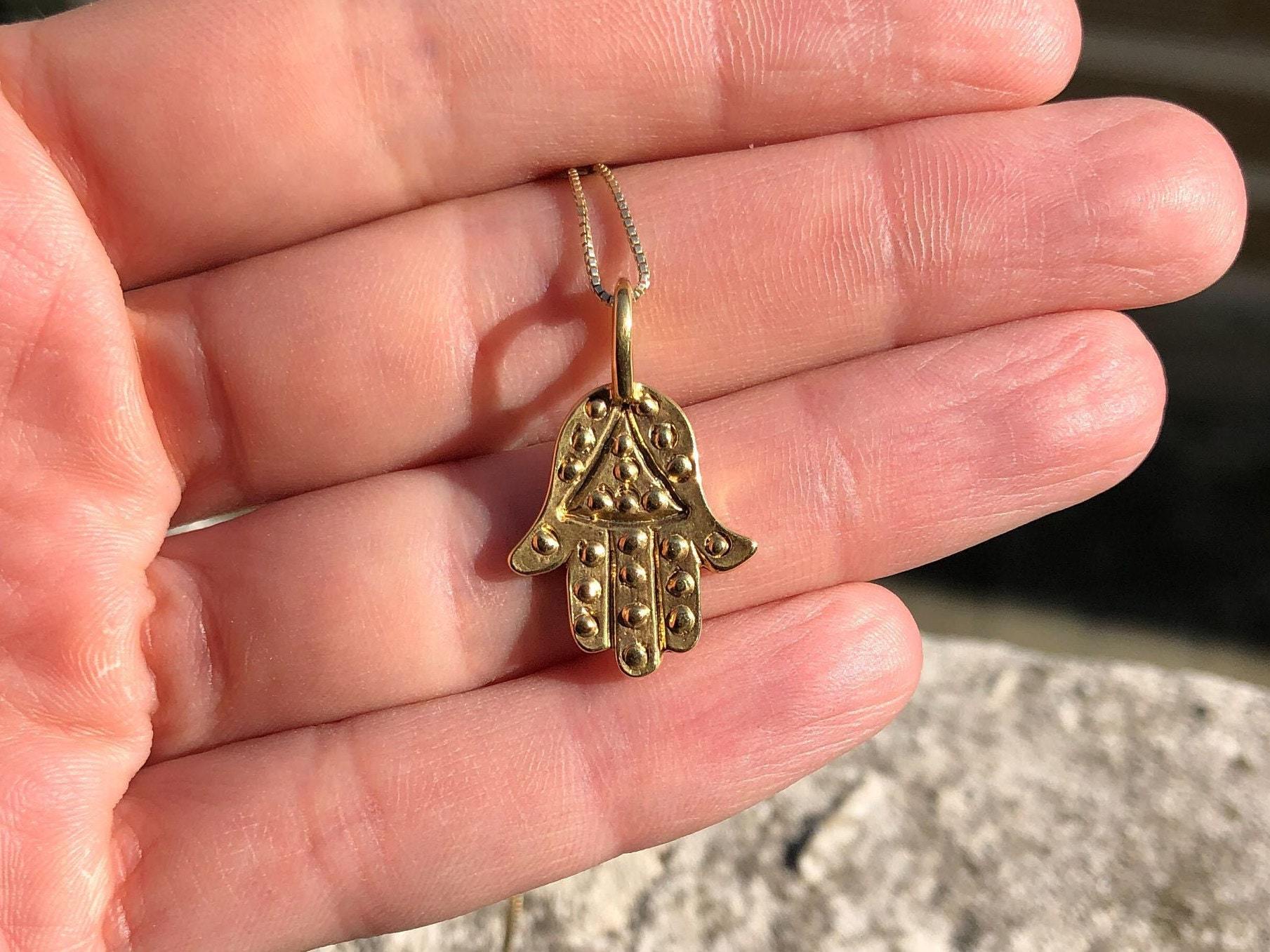 Hamsa Necklace, Fatima Hand Pendant, Protection Pendant, Symbolic Pendant, Solid Silver Pendant, 925 Sterling Silver, Hand of Fatima Pendant(1)