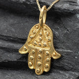 Gold Hands Necklace - Gold Hamsa Necklace - Gold Fatima Hand Pendant