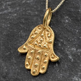 Gold Hands Necklace - Gold Hamsa Necklace - Gold Fatima Hand Pendant