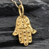 Gold Hands Necklace - Gold Hamsa Necklace - Gold Fatima Hand Pendant