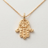 Gold Hands Necklace - Gold Hamsa Necklace - Gold Fatima Hand Pendant
