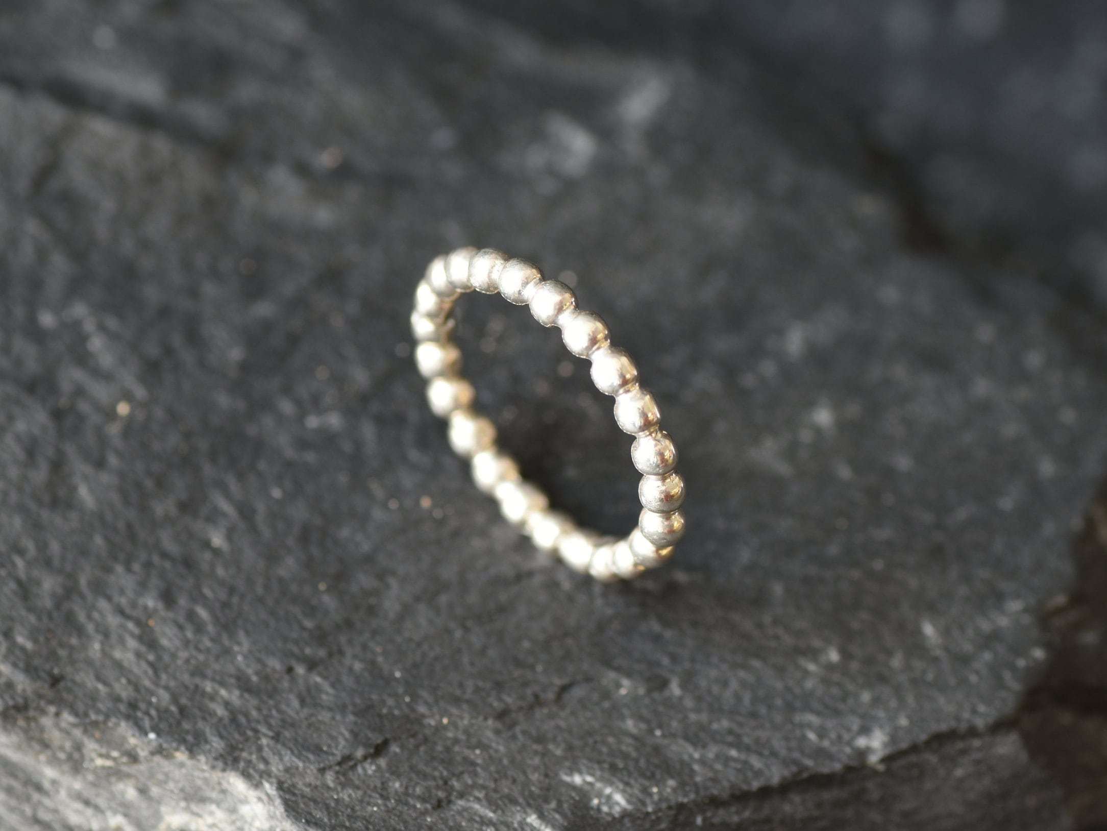 Silver Dainty Ring, Bubble Ring, Silver Stackable Ring, Stacking Band, Simple Silver Band, Beaded Ring, Ball Ring, 925 Silver Ring,Stackable