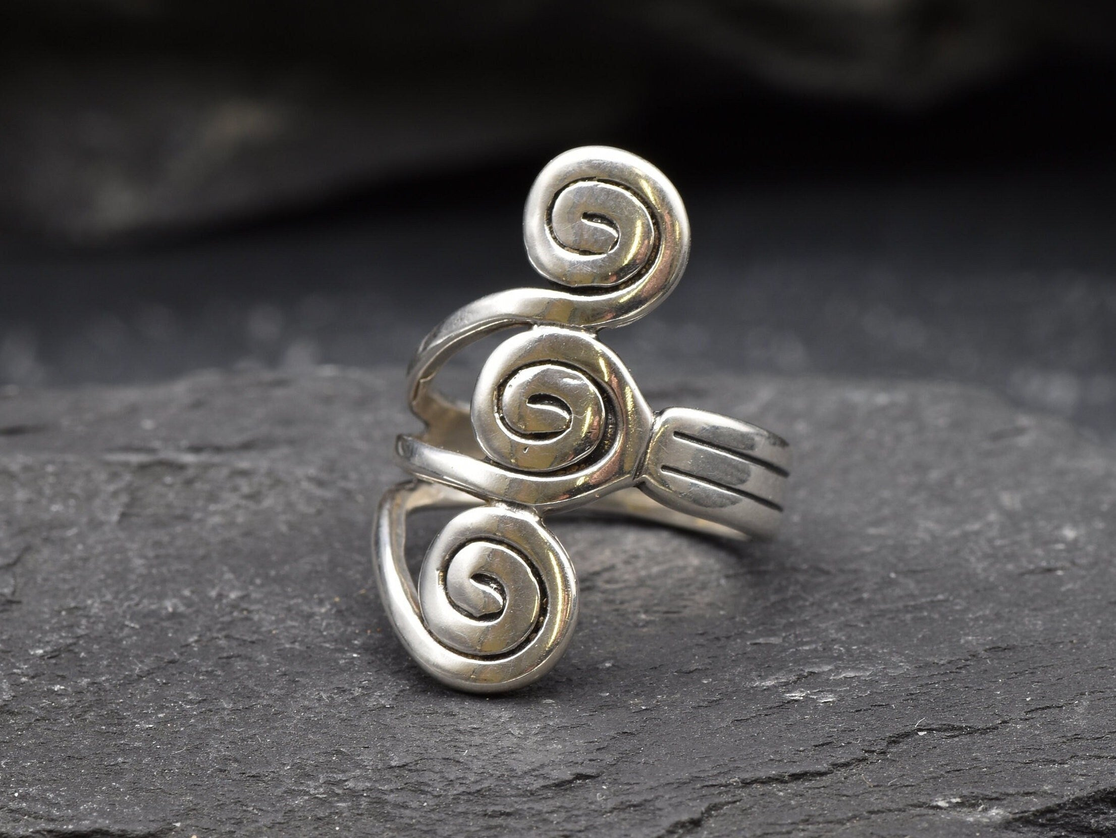 Long Silver Ring, Swirl Ring, Artistic Ring, Solid Silver Ring, Statement Ring, 925 Sterling Silver, Long Ring, Sterling Silver Ring, Silver