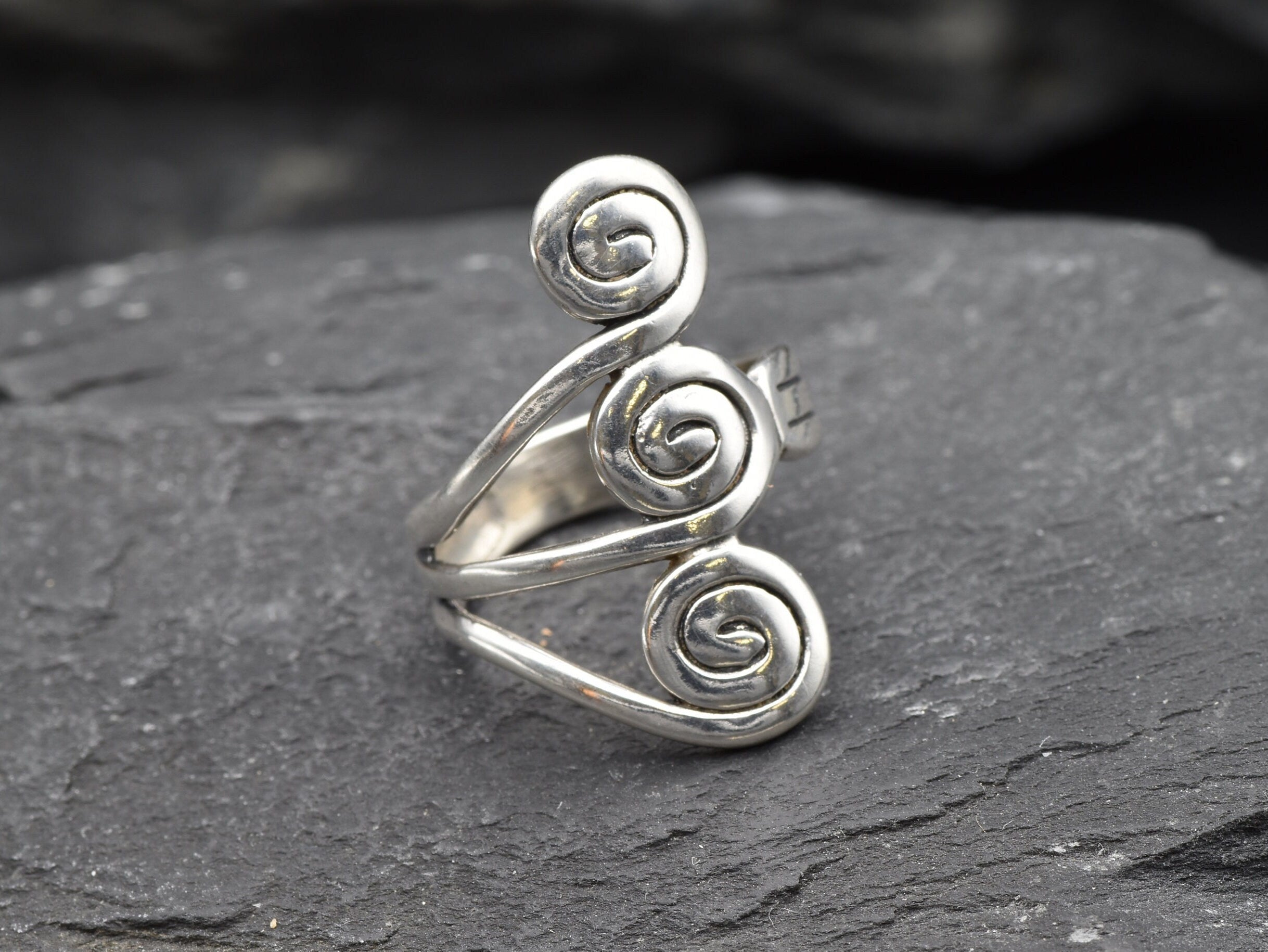 Long Silver Ring, Swirl Ring, Artistic Ring, Solid Silver Ring, Statement Ring, 925 Sterling Silver, Long Ring, Sterling Silver Ring, Silver