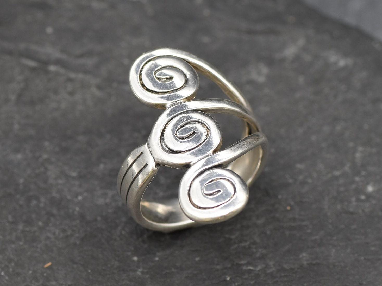 Long Silver Ring, Swirl Ring, Artistic Ring, Solid Silver Ring, Statement Ring, 925 Sterling Silver, Long Ring, Sterling Silver Ring, Silver