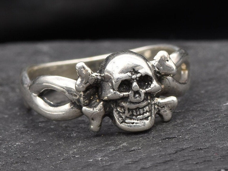 Gold Skull Ring, Skull Band, Gold Vintage Ring, Artistic Ring, Skeleton Ring, Gothic Ring, Pirate Ring, 18K Gold Plated, Gold Vermeil(2)