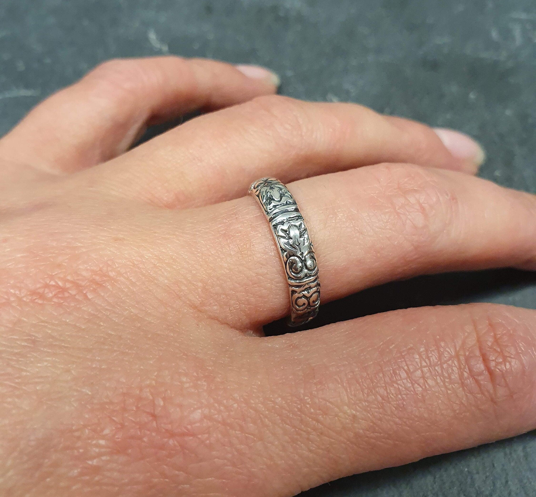 Tribal Ring, Silver Tribal Ring, Bohemian Ring, Vintage Ring, Silver Vintage Ring, Horizontal Ring, Solid Silver Ring, Silver Ring, Silver