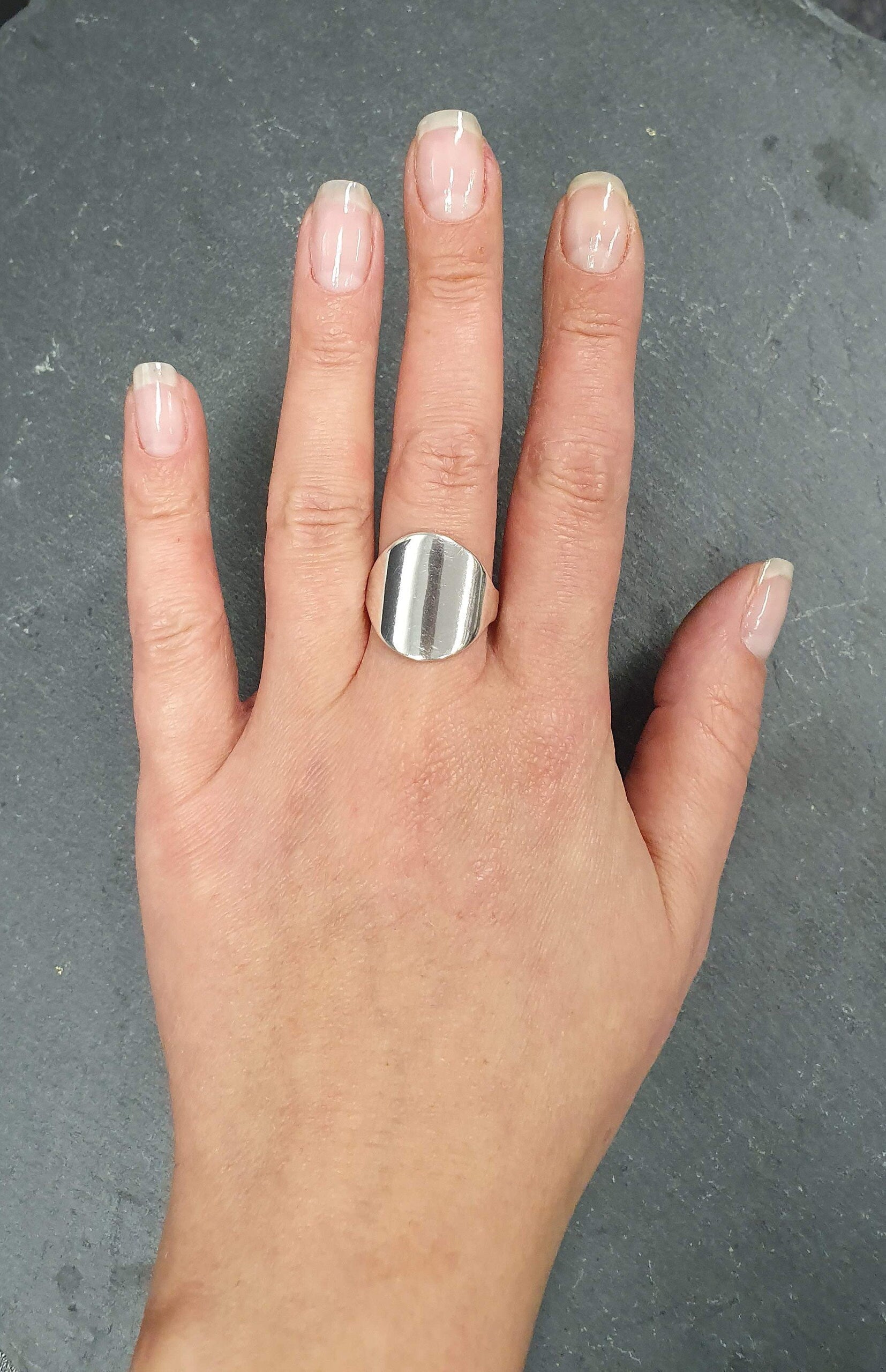 Large Flat Ring, Round Silver Ring, Mirror Ring, 925 Sterling Silver Ring, Statement Ring, Artisan Ring, Silver Flat Ring, Big Surface Ring