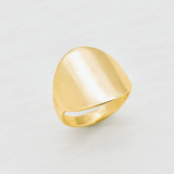 Gold Signet Ring - Unisex Statement Ring - Wide Flat Gold Ring