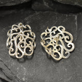 Large Swirl Earrings - Silver Heavy Earrings - Silver Ornament Earrings