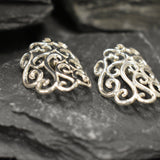 Large Swirl Earrings - Silver Heavy Earrings - Silver Ornament Earrings