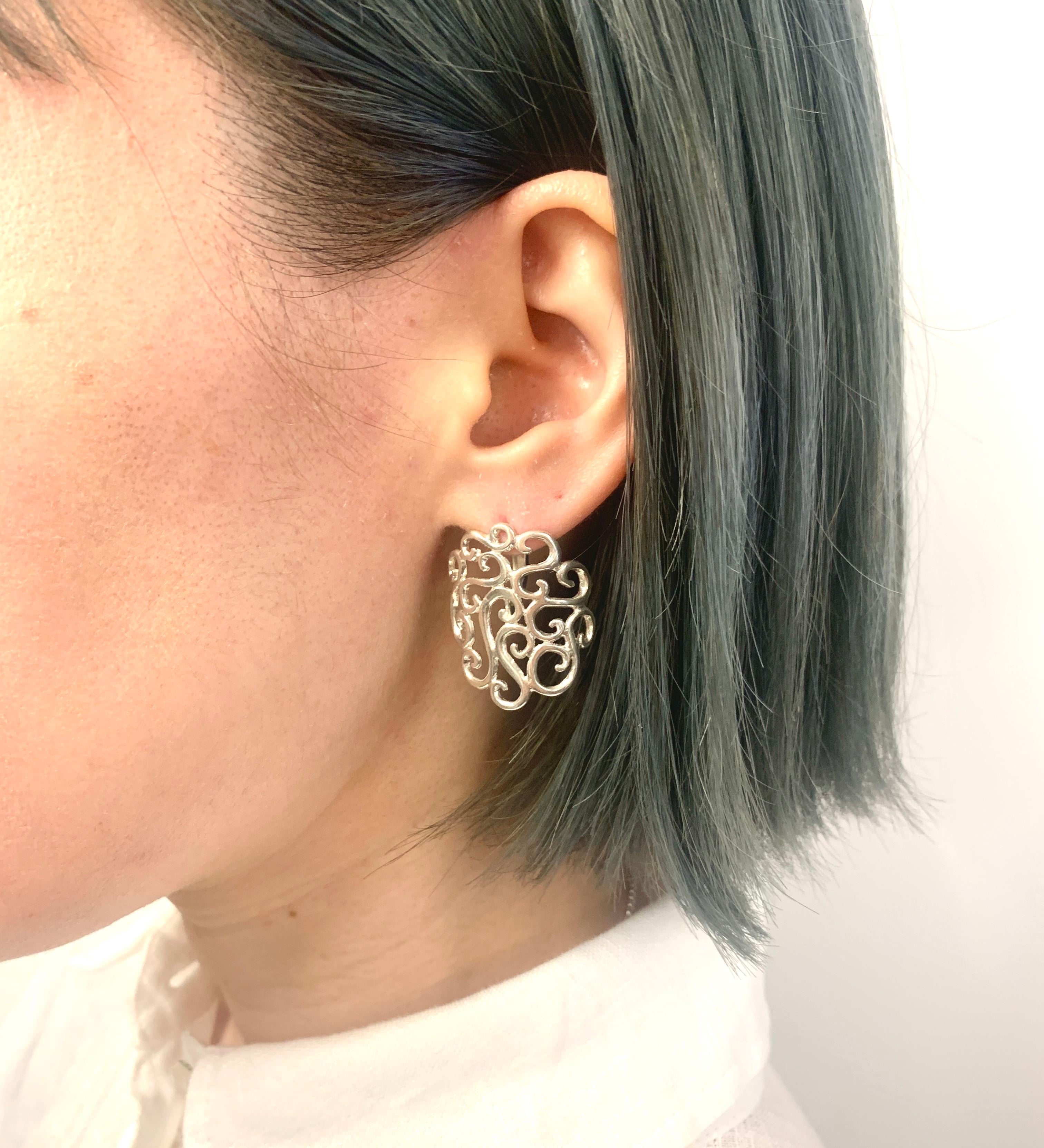 Large Stud Earrings, Ornament Earrings, Riddle Earrings, Silver Heavy Studs, Artistic Earrings, Sterling Silver Earrings, Artisan Earrings