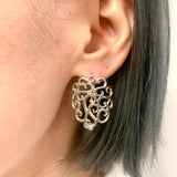 Large Swirl Earrings - Silver Heavy Earrings - Silver Ornament Earrings