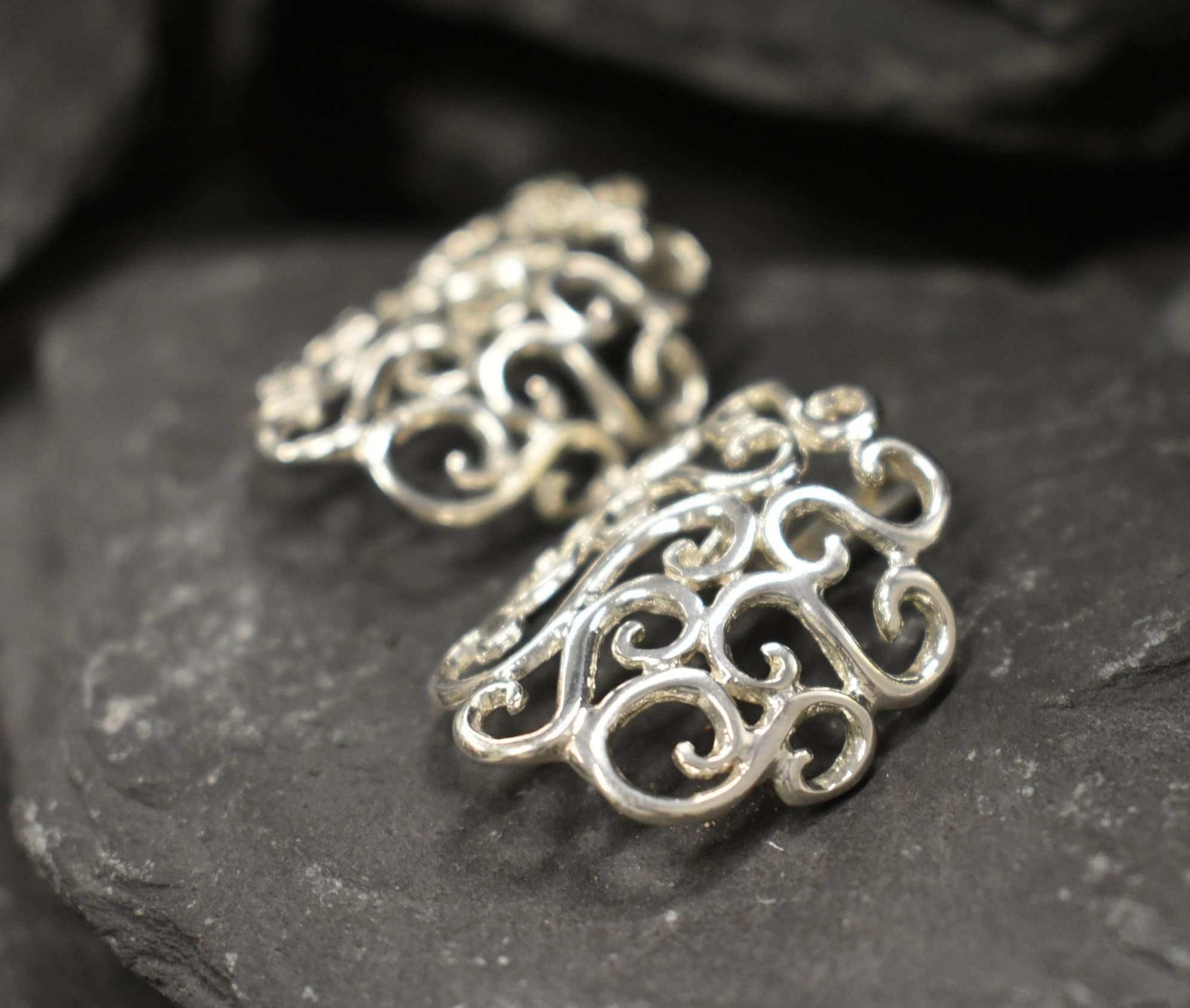 Large Stud Earrings, Ornament Earrings, Riddle Earrings, Silver Heavy Studs, Artistic Earrings, Sterling Silver Earrings, Artisan Earrings