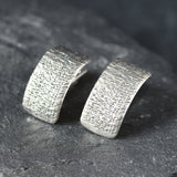 Silver Hoop Earrings, Textured Earrings, Thick Earrings, Wide Earrings, Curved Earrings, Hoop Earrings, Silver Earrings, 925 Solid Silver