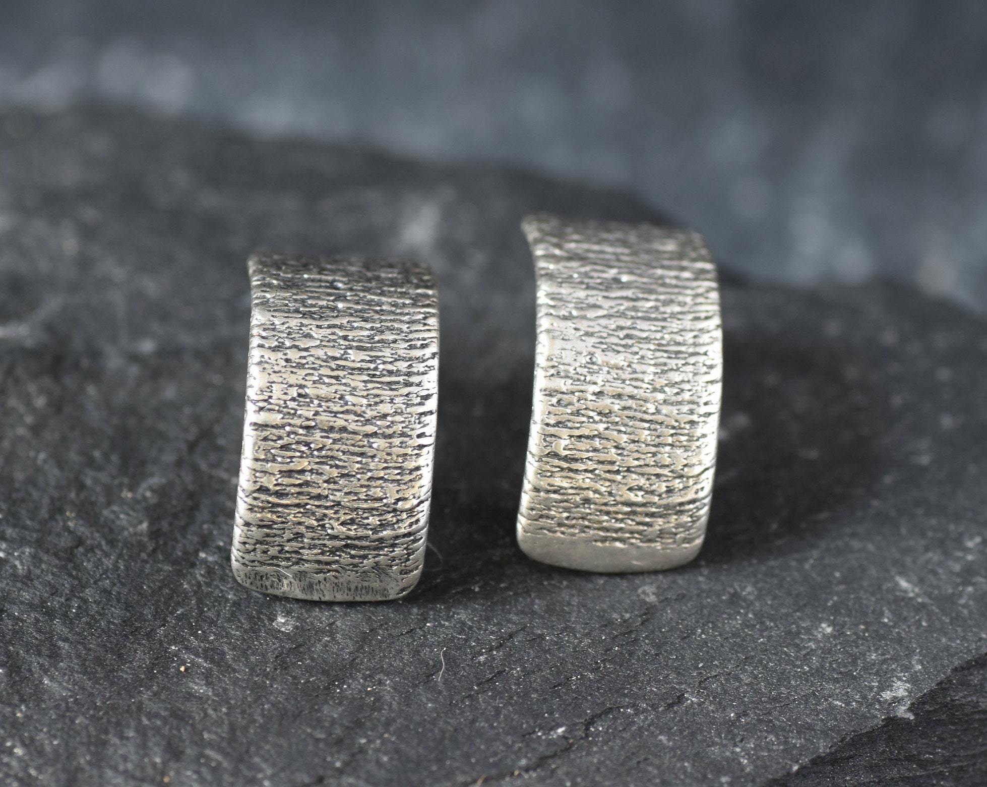 Silver Hoop Earrings, Textured Earrings, Thick Earrings, Wide Earrings, Curved Earrings, Hoop Earrings, Silver Earrings, 925 Solid Silver