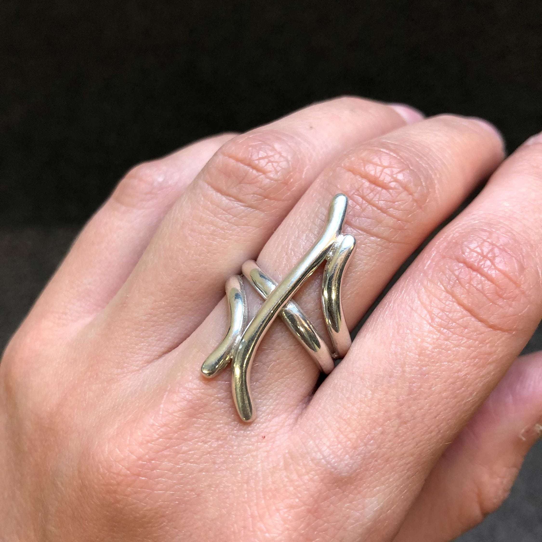 Long Silver Ring, Artistic Ring, Bohemian Ring, Long Ring, Abstract Ring, Statement Silver Ring, Solid Silver Ring, 925 Sterling Silver,Ring