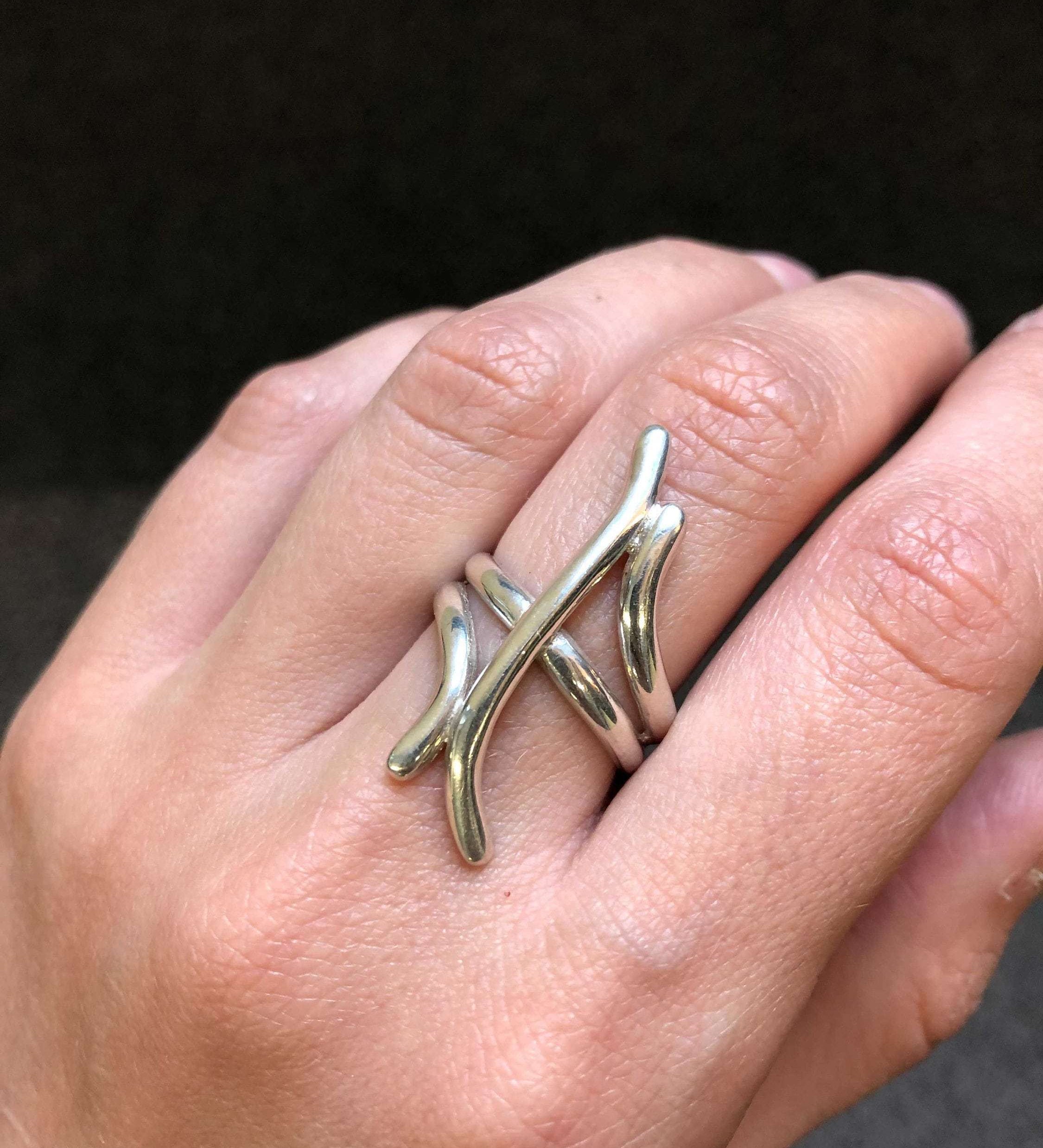 Long Silver Ring, Artistic Ring, Bohemian Ring, Long Ring, Abstract Ring, Statement Silver Ring, Solid Silver Ring, 925 Sterling Silver,Ring