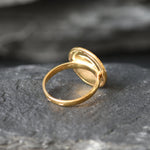 Gold Round Ring, Button Ring, Flower Embossed Ring, Stud Ring, Gold Plated Ring, Disc Ring, Badge Ring, Gold Vermeil Ring, Engraved Ring