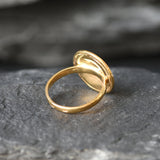 Gold Round Ring, Button Ring, Flower Embossed Ring, Stud Ring, Gold Plated Ring, Disc Ring, Badge Ring, Gold Vermeil Ring, Engraved Ring