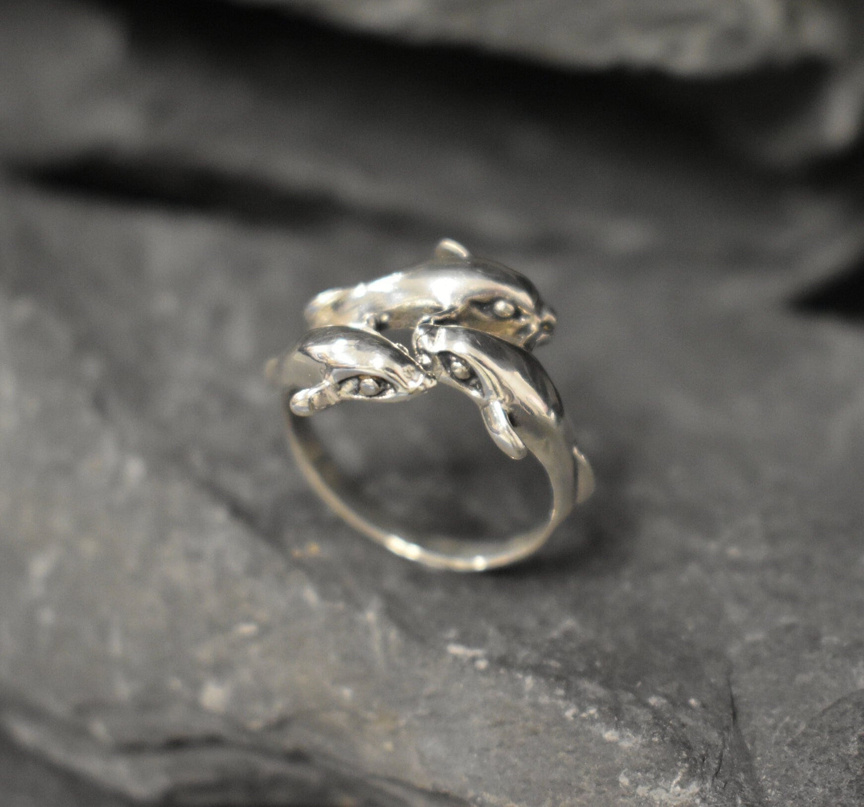 Dolphin Ring, Silver Dolphin Ring, Solid Silver Ring, Small Dolphin Ring, Animal Ring, Silver Artistic Ring, Sterling Silver Ring, Silver