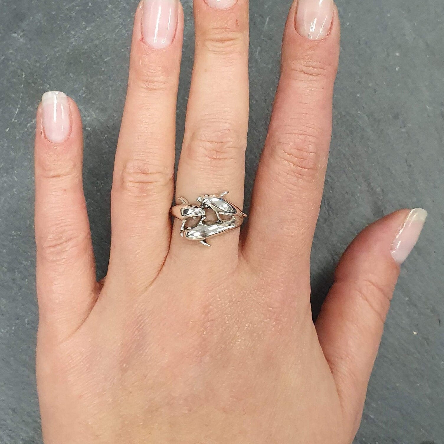 Dolphin Ring, Silver Dolphin Ring, Solid Silver Ring, Small Dolphin Ring, Animal Ring, Silver Artistic Ring, Sterling Silver Ring, Silver