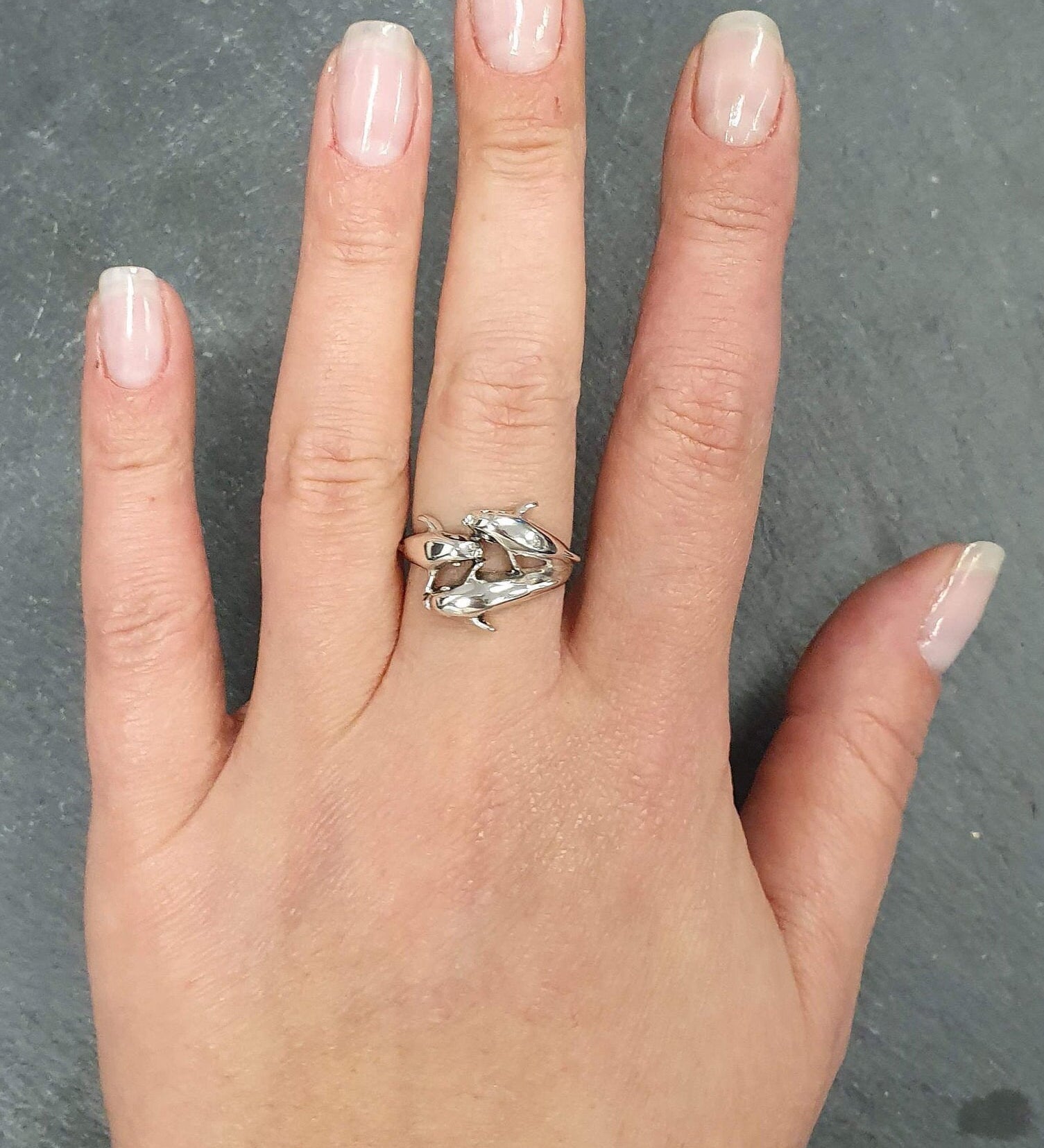 Dolphin Ring, Silver Dolphin Ring, Solid Silver Ring, Small Dolphin Ring, Animal Ring, Silver Artistic Ring, Sterling Silver Ring, Silver