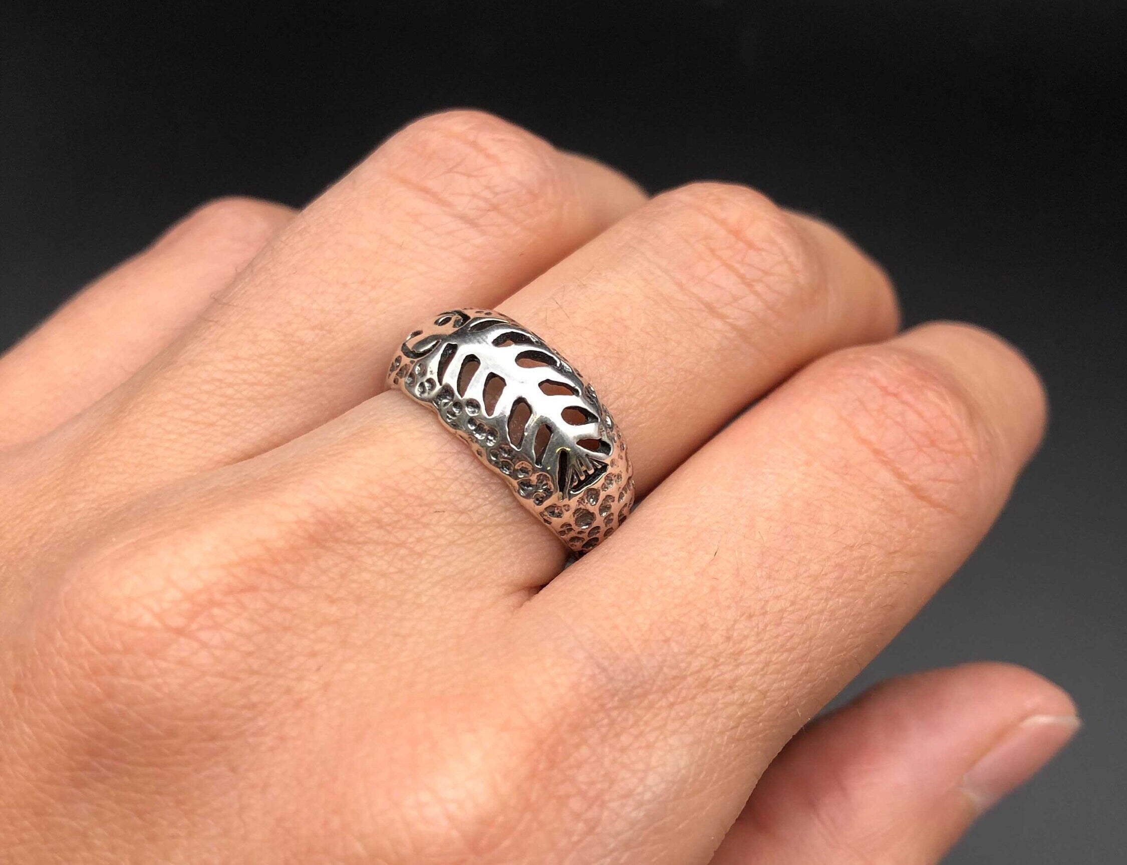 Fish Bone Ring, Wide Silver Ring, Lucky Ring, Fish Ring, Christmas Gift Idea, Solid Silver Ring, Fish Band, Thick Ring, 925 Sterling Silver