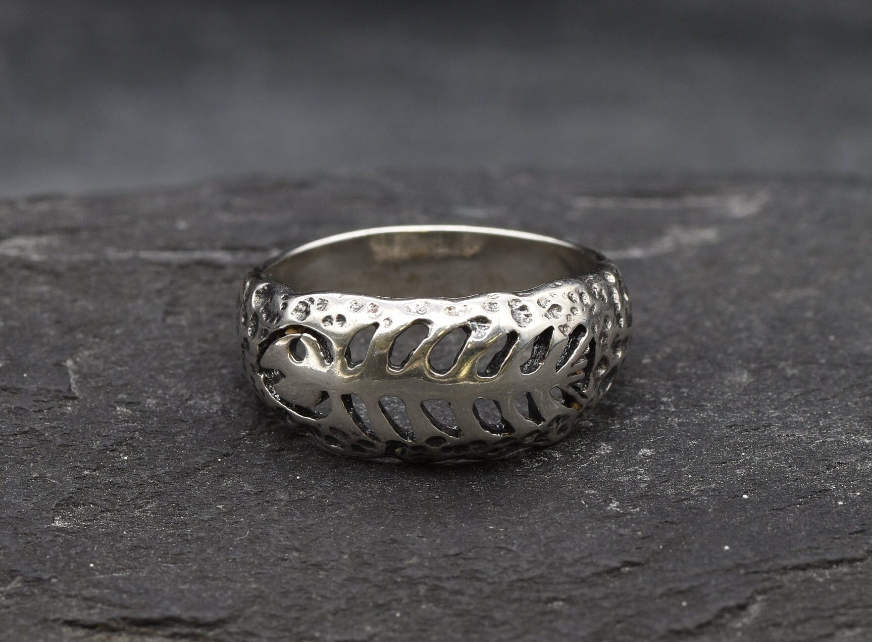 Fish Bone Ring - Silver Fish Ring - Artistic Silver Ring – Adina Stone ...
