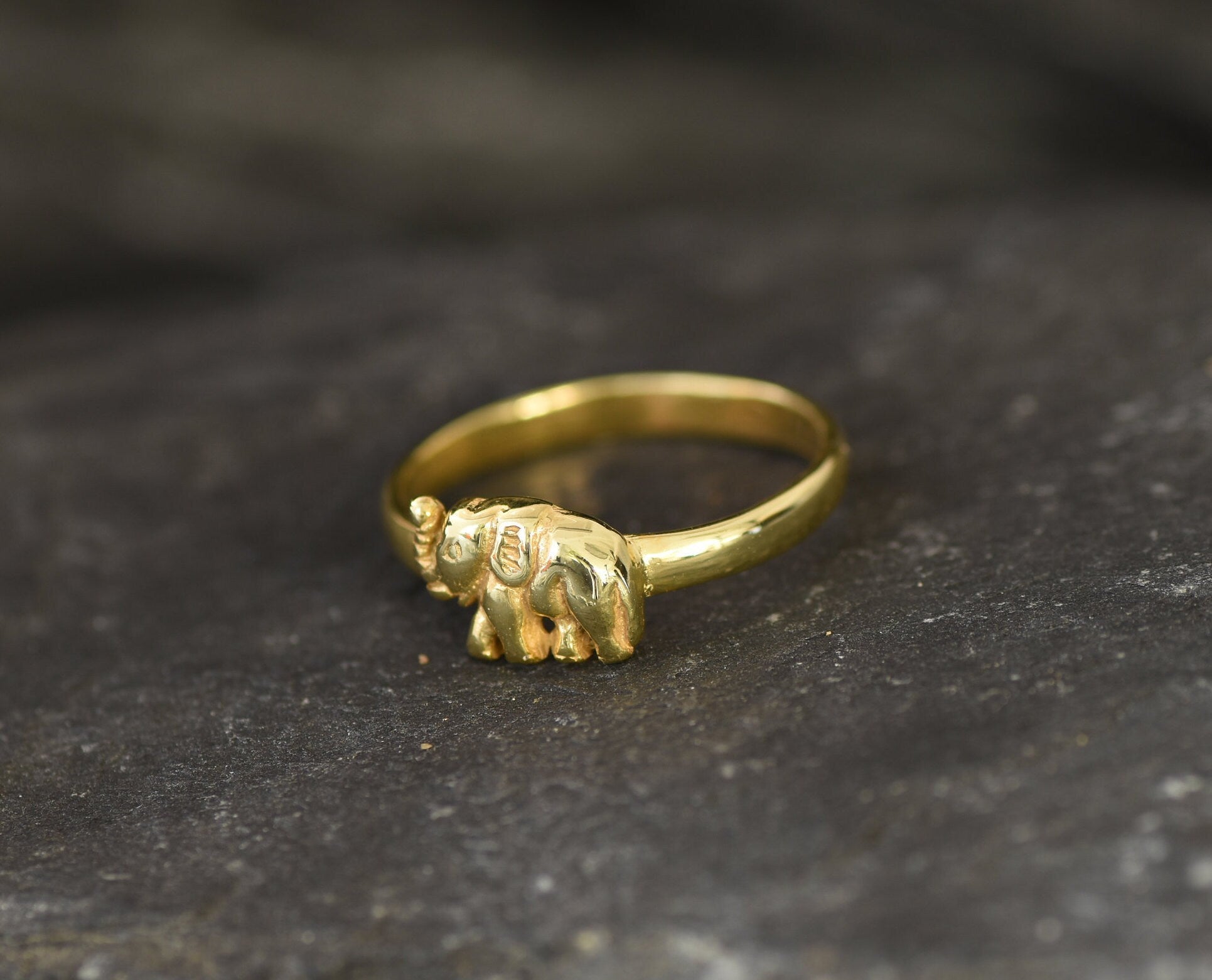 Gold Elephant Ring, Gold Plated Ring, Dainty Elephant Ring, Small Elephant Ring, Cute Ring, Lucky Ring, Good Luck Ring, Gold Vermeil Ring