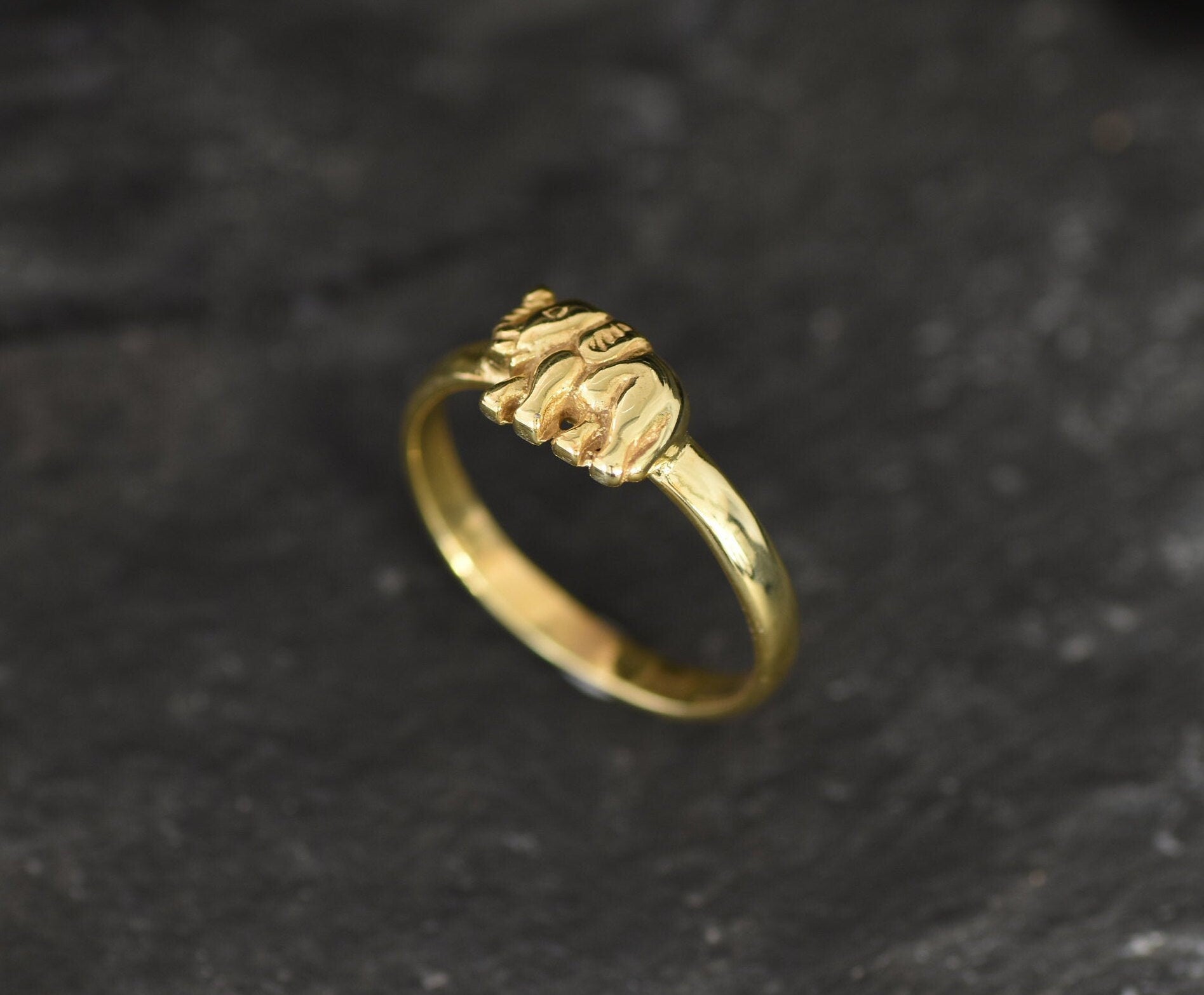 Gold Elephant Ring, Gold Plated Ring, Dainty Elephant Ring, Small Elephant Ring, Cute Ring, Lucky Ring, Good Luck Ring, Gold Vermeil Ring