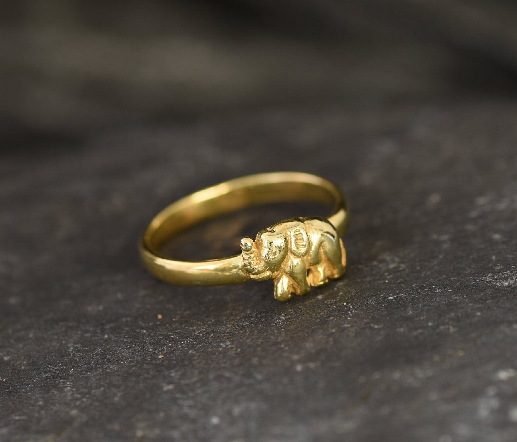 Gold Elephant Ring, Gold Plated Ring, Dainty Elephant Ring, Small Elephant Ring, Cute Ring, Lucky Ring, Good Luck Ring, Gold Vermeil Ring