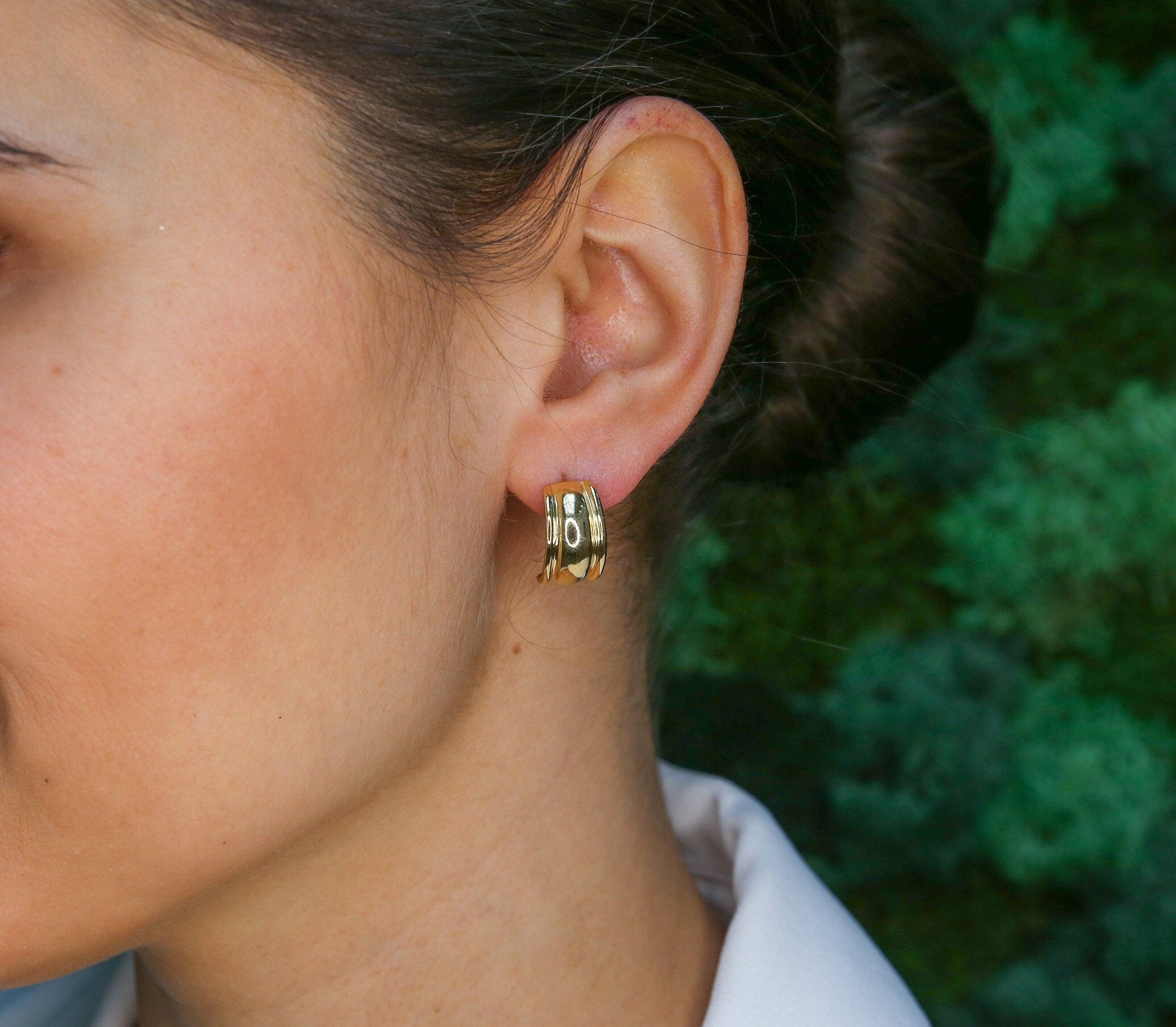 Gold Earrings, Half Hoops, Gold Plated Earrings, Large Gold Earrings, Simple Gold Earrings, Minimalist Earrings, Large Studs, Gold Vermeil