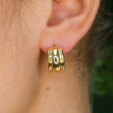 Gold Earrings, Half Hoops, Gold Plated Earrings, Large Gold Earrings, Simple Gold Earrings, Minimalist Earrings, Large Studs, Gold Vermeil