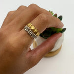 Gold Flower Band, Eternity Ring, Daisy Ring, Stackable Band, Gold Plated Band, Dainty Band, Floral Ring, Daisies Band, Gold Vermeil Ring