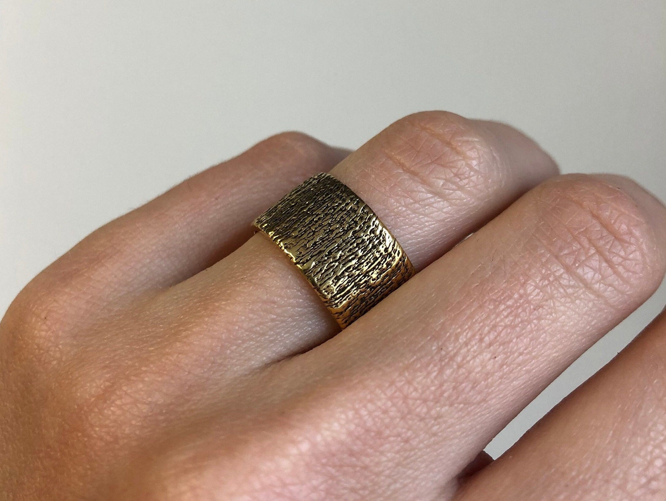 Gold Textured Ring, Gold Chunky Ring, Gold Rustic Ring, Textured Band, Chunky Band, Rustic Band, Gold Plated Ring, 925 Sterling Silver Ring