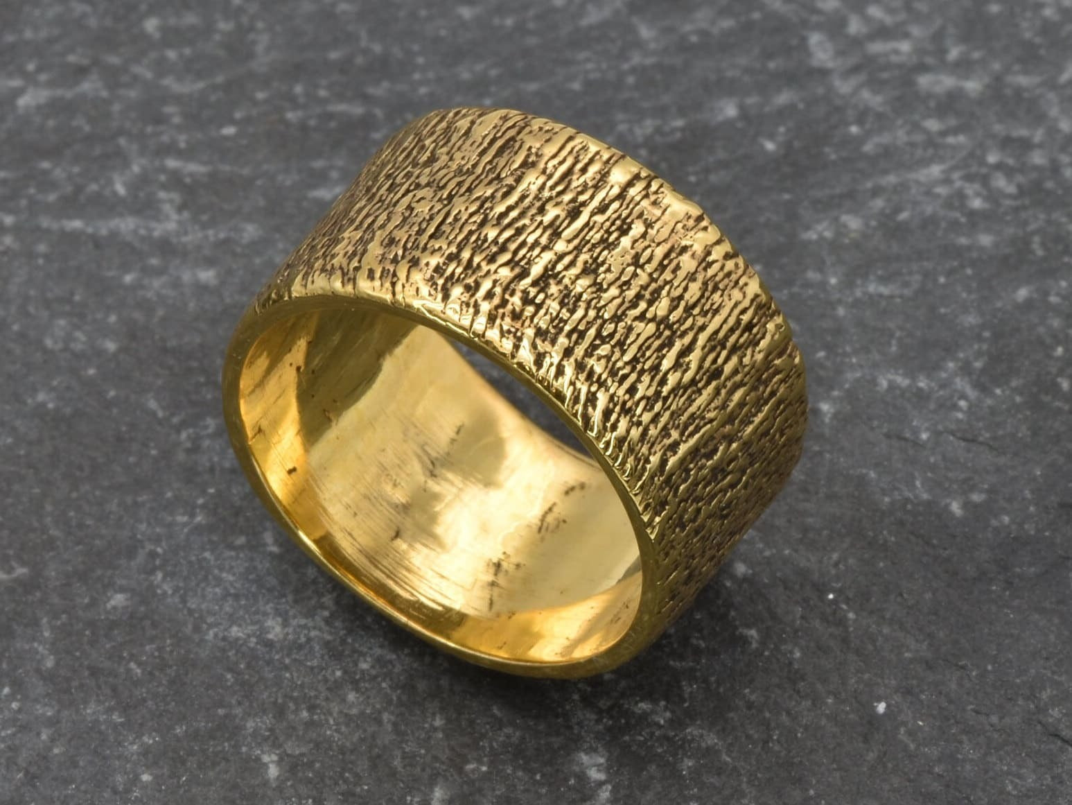 Gold Textured Ring, Gold Chunky Ring, Gold Rustic Ring, Textured Band, Chunky Band, Rustic Band, Gold Plated Ring, 925 Sterling Silver Ring