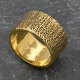 Thick Silver Band - Silver Textured Ring - Wide Band Ring